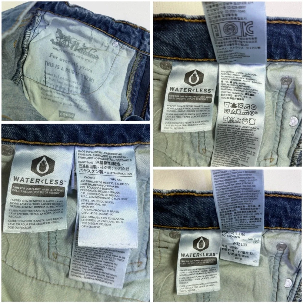 Levis‎ 511 Slim Fit Jeans Mens 32x37 Medium Wash Blue Denim Pants 04511-1786